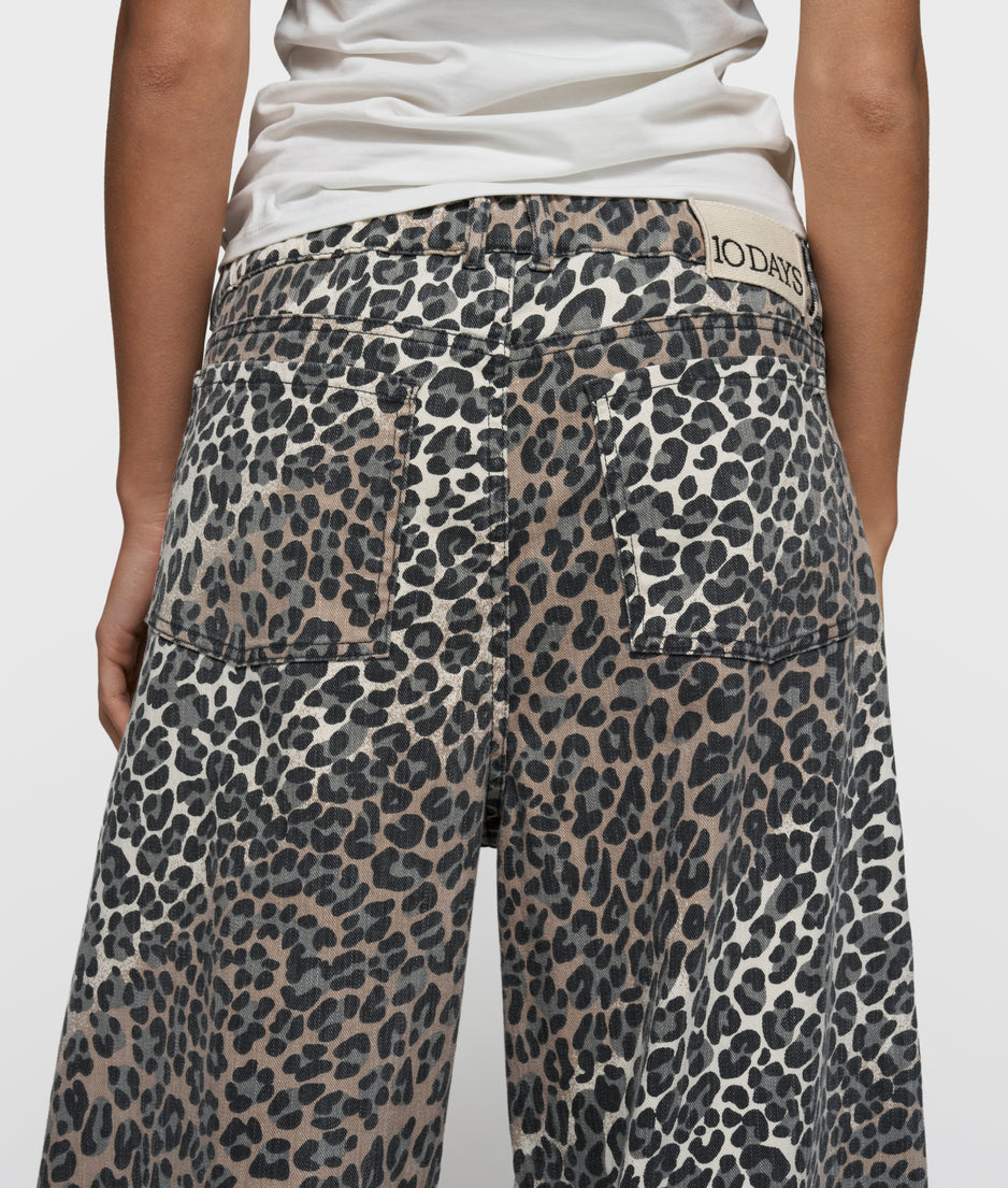 western pants leopard | ecru