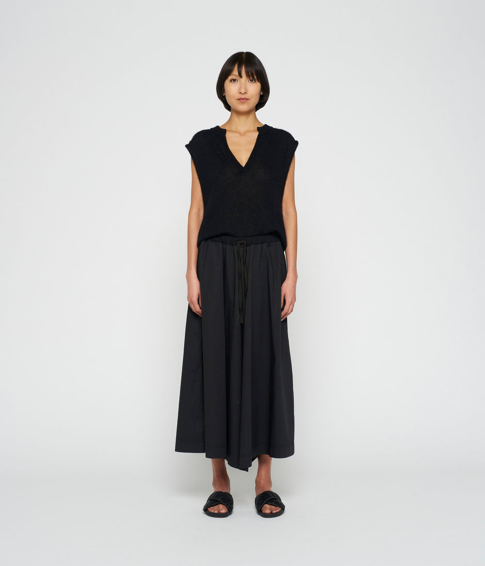 wide pants poplin | black