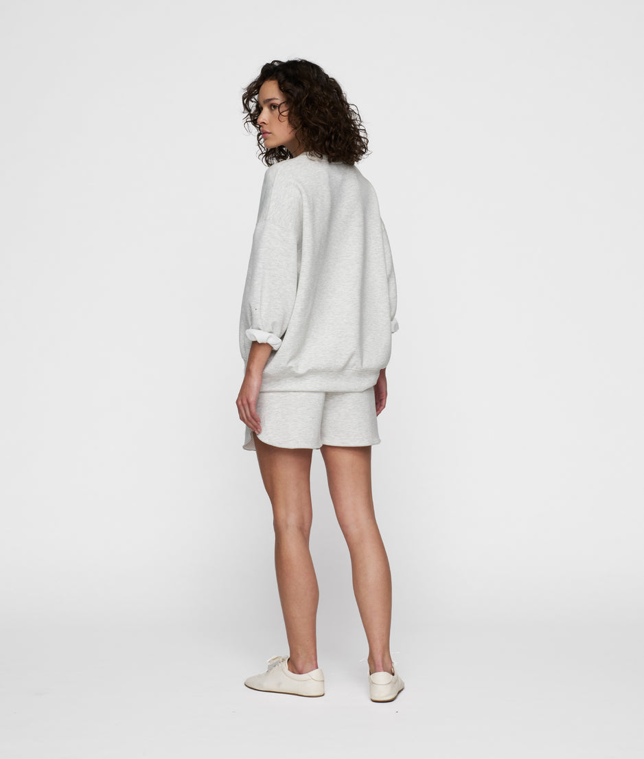soft scuba v-neck sweater | white grey melee