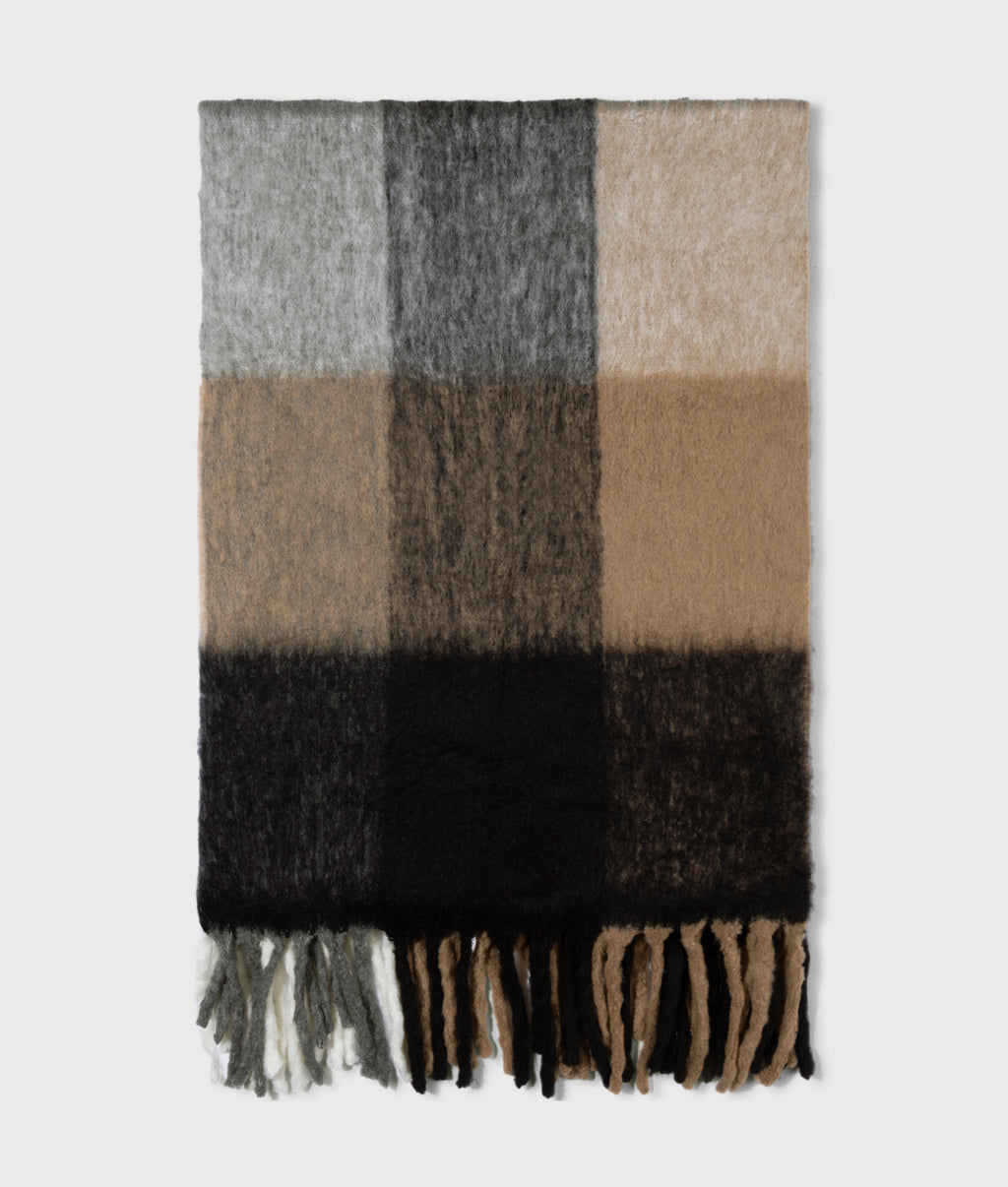 Plaid van wolblend | soft vanilla