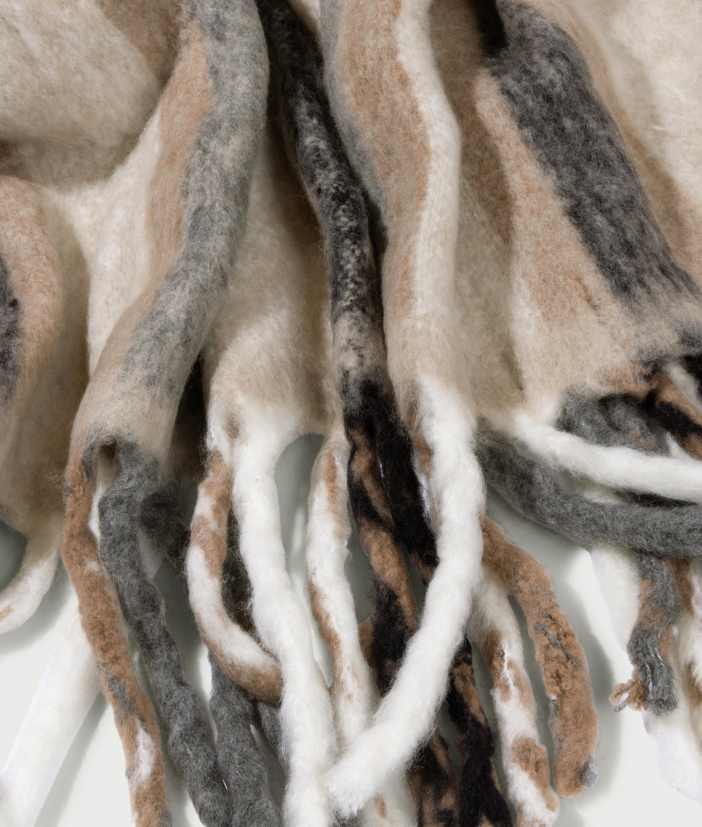 Plaid van wolblend | brown grey
