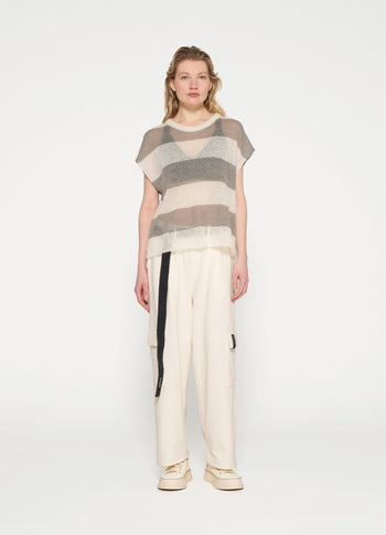 knit top stripes | ecru/sage