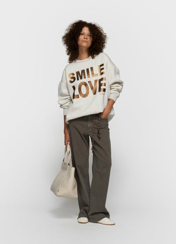 statement sweater smile love | soft white melee