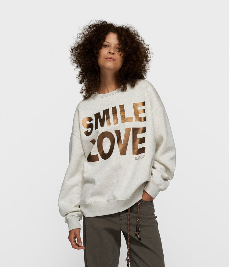 statement sweater smile love | soft white melee