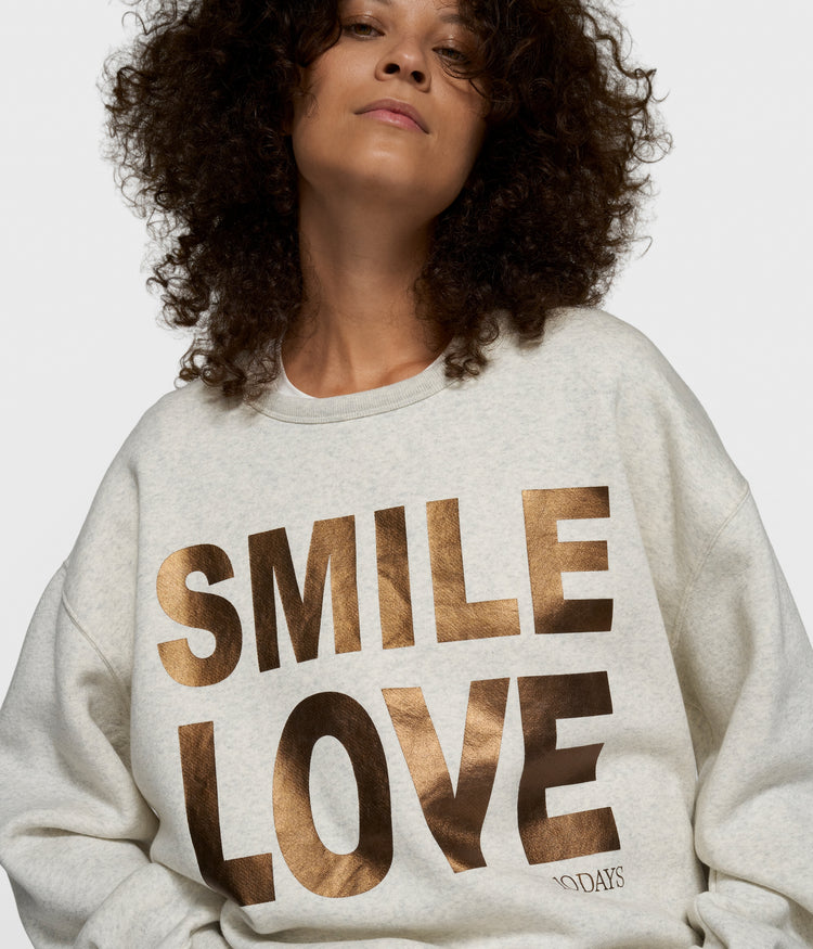 statement sweater smile love | soft white melee