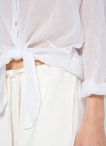cropped knot blouse | white