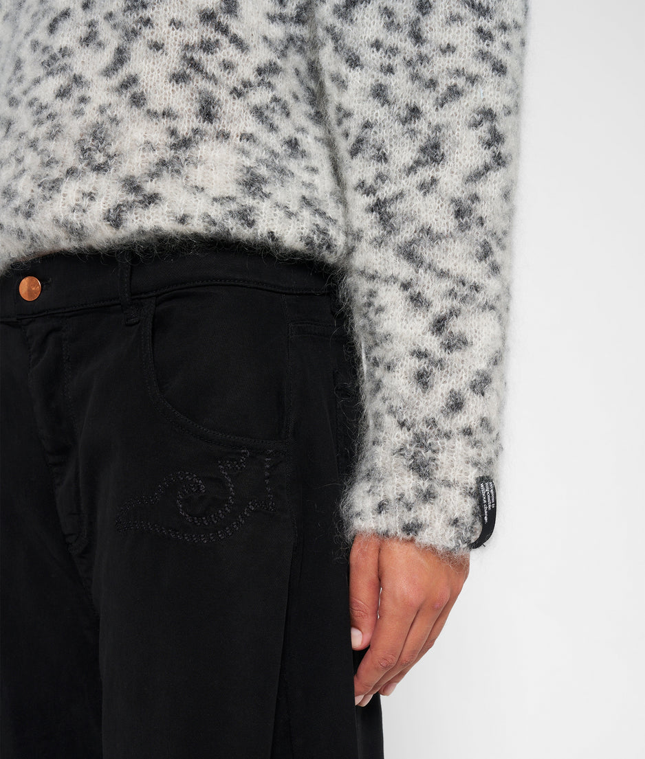 puffed coll sweater knit leopard | warm white