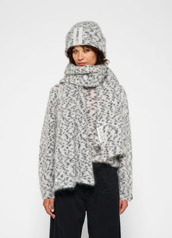 puffed coll sweater knit leopard | warm white