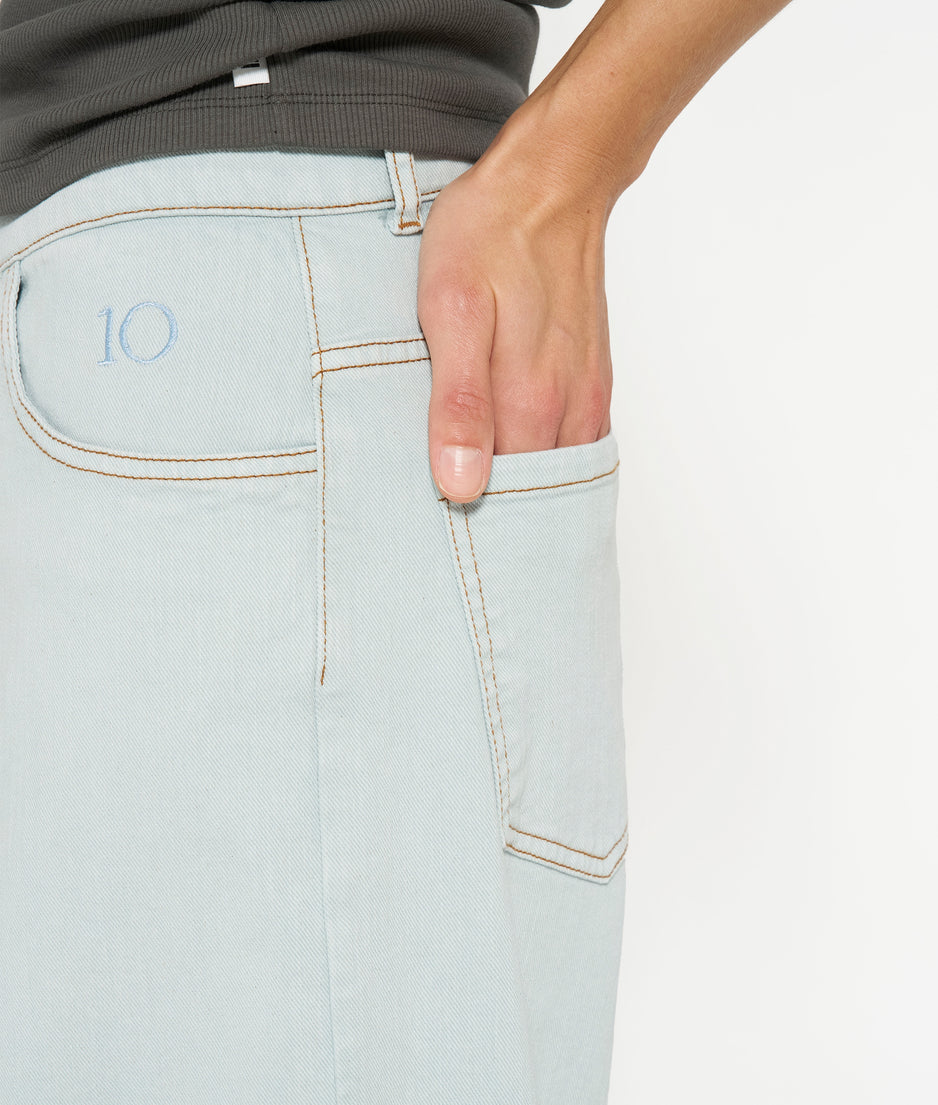 cross denim pants | sea foam