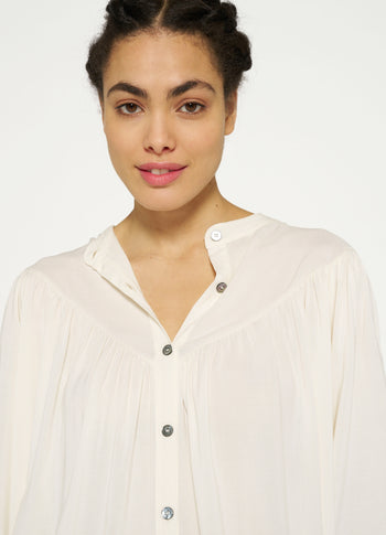 flowy pleated blouse | ecru