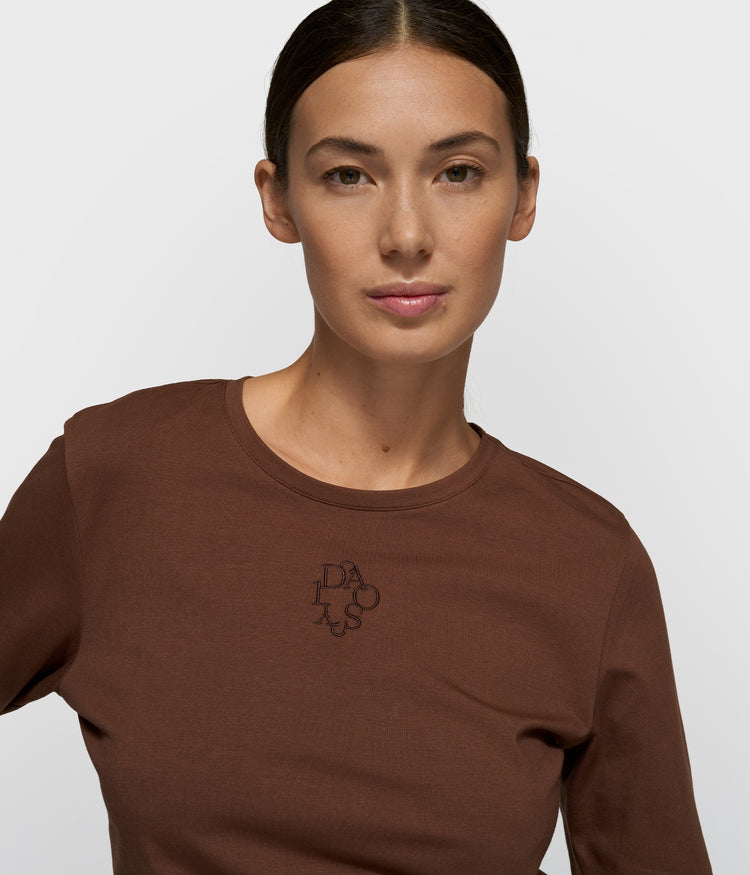 slim long sleeve tee | dark truffle
