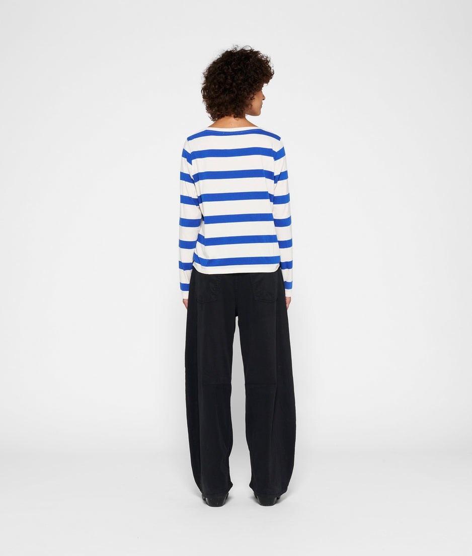 longsleeve tee bow stripe | ecru/electric blue
