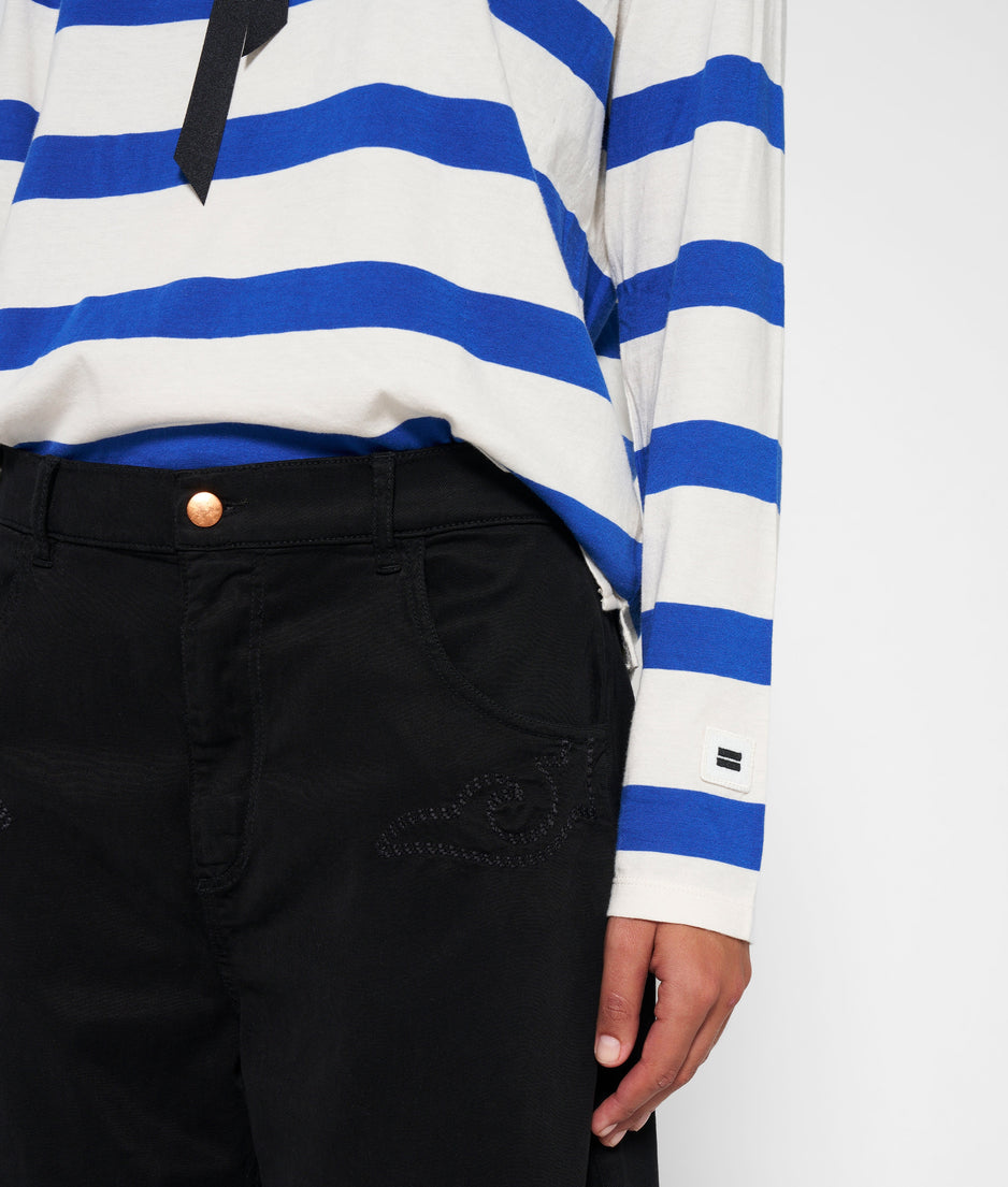 longsleeve tee bow stripe | ecru/electric blue