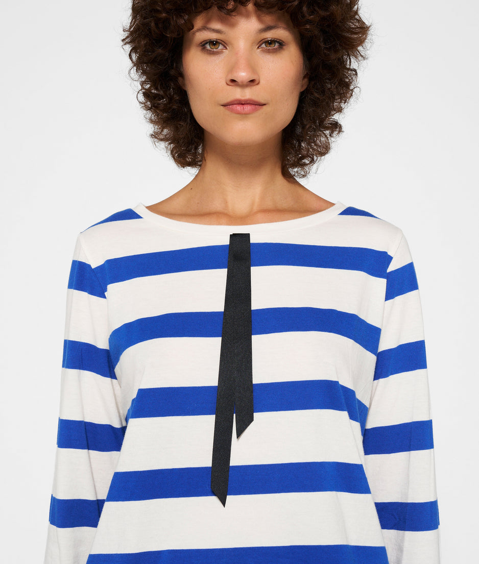 longsleeve tee bow stripe | ecru/electric blue