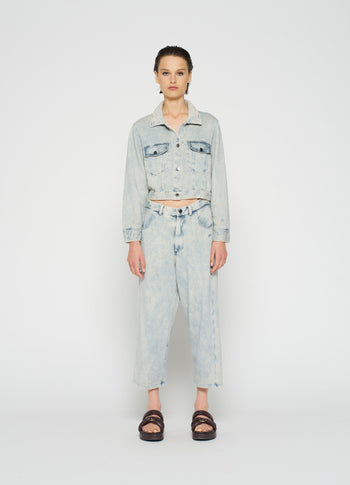 washed pants fleece | blue denim