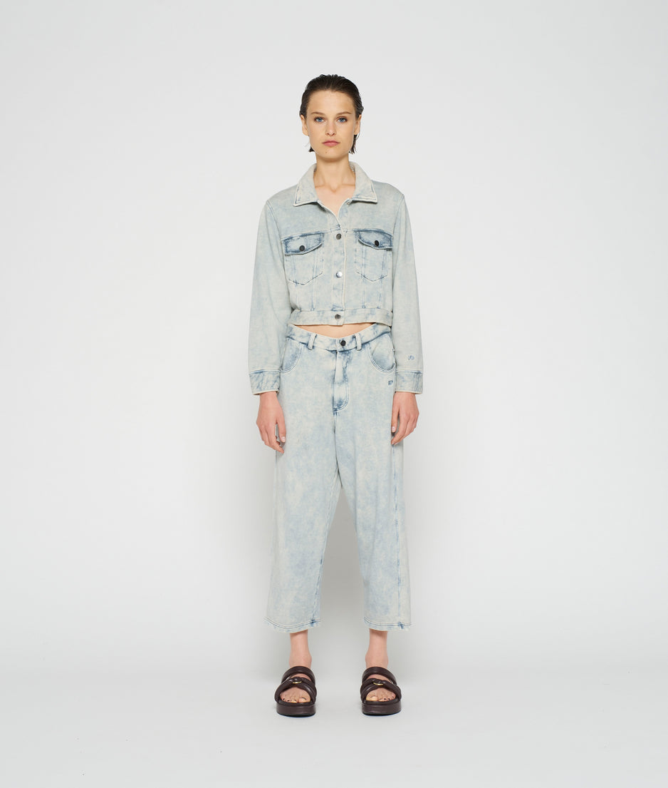 washed pants fleece | blue denim