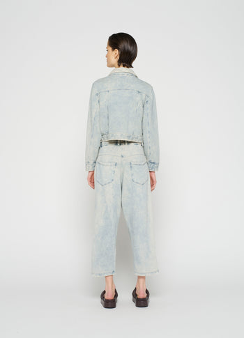 washed pants fleece | blue denim