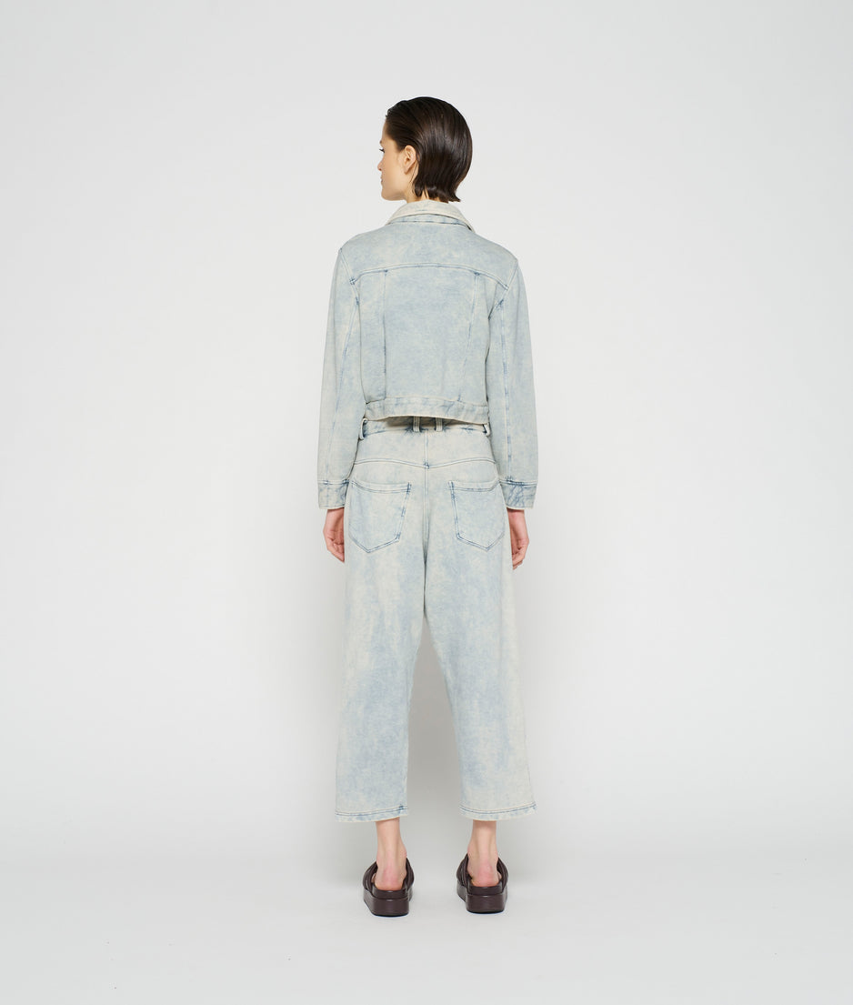 washed pants fleece | blue denim
