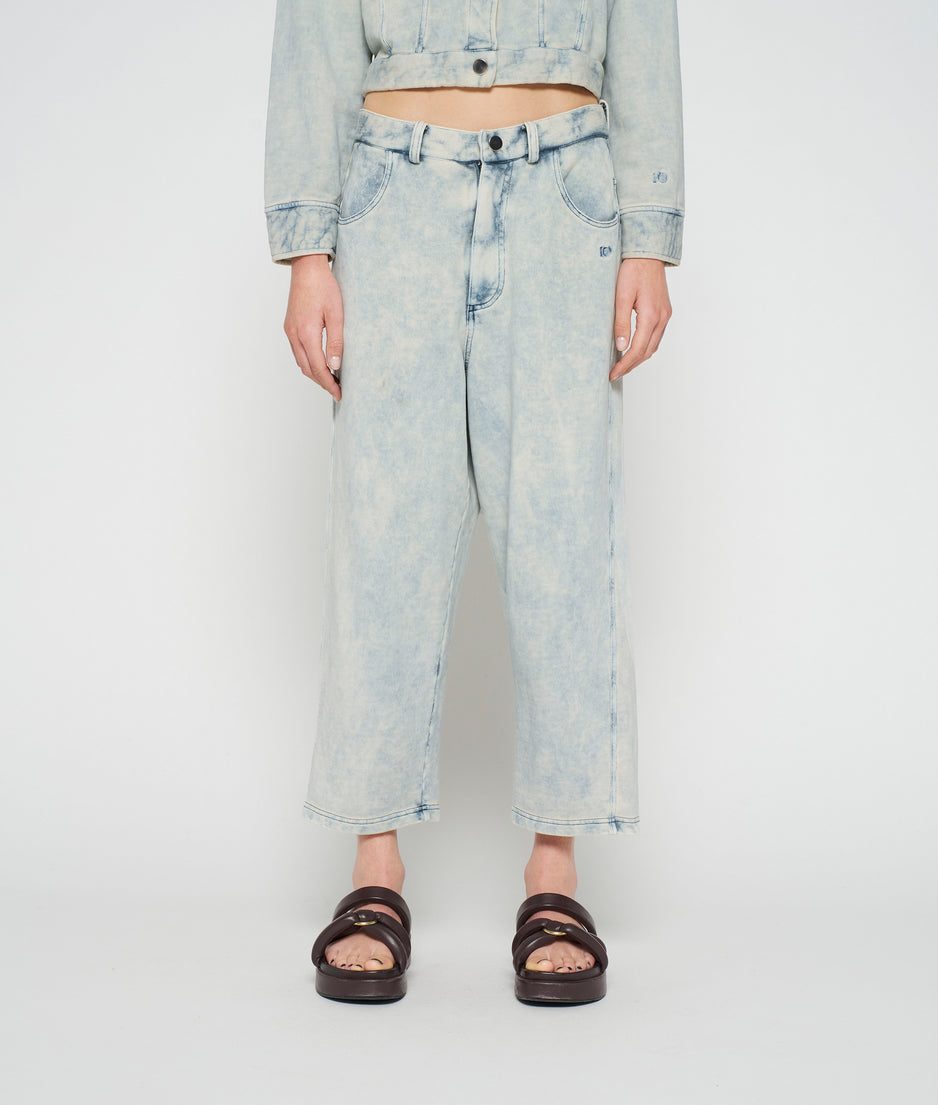 washed pants fleece | blue denim