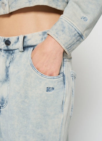 washed pants fleece | blue denim