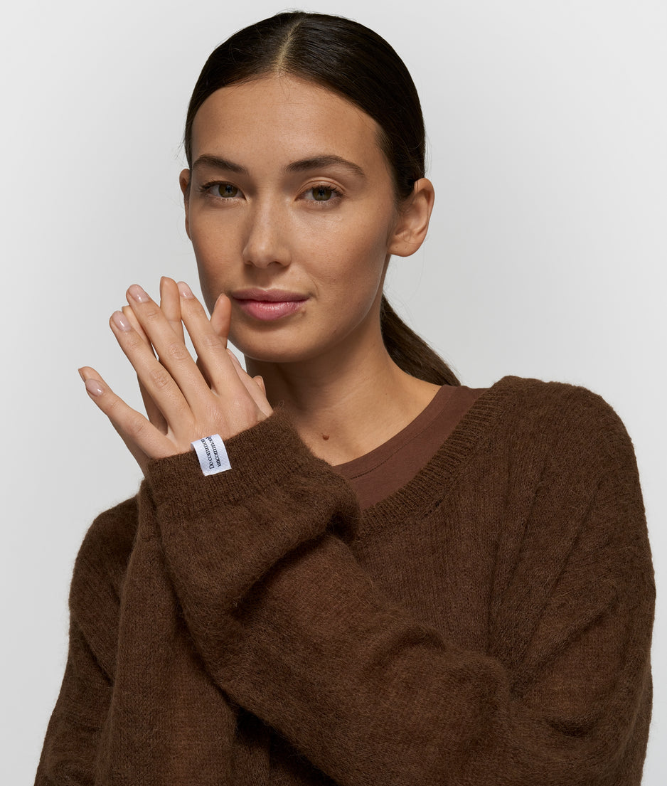 thin knit sweater | dark truffle