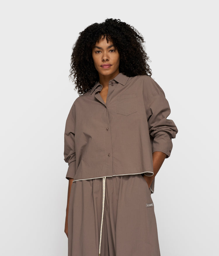 cropped shirt poplin | moonrock
