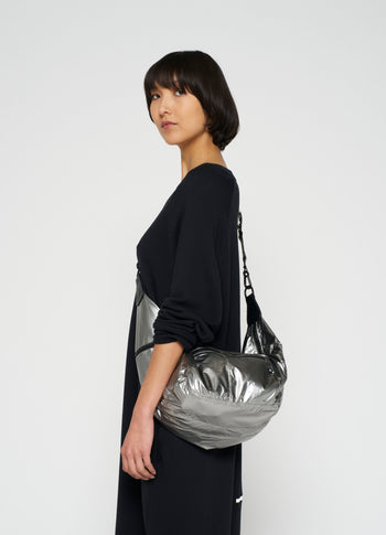 metallic banana bag | silver