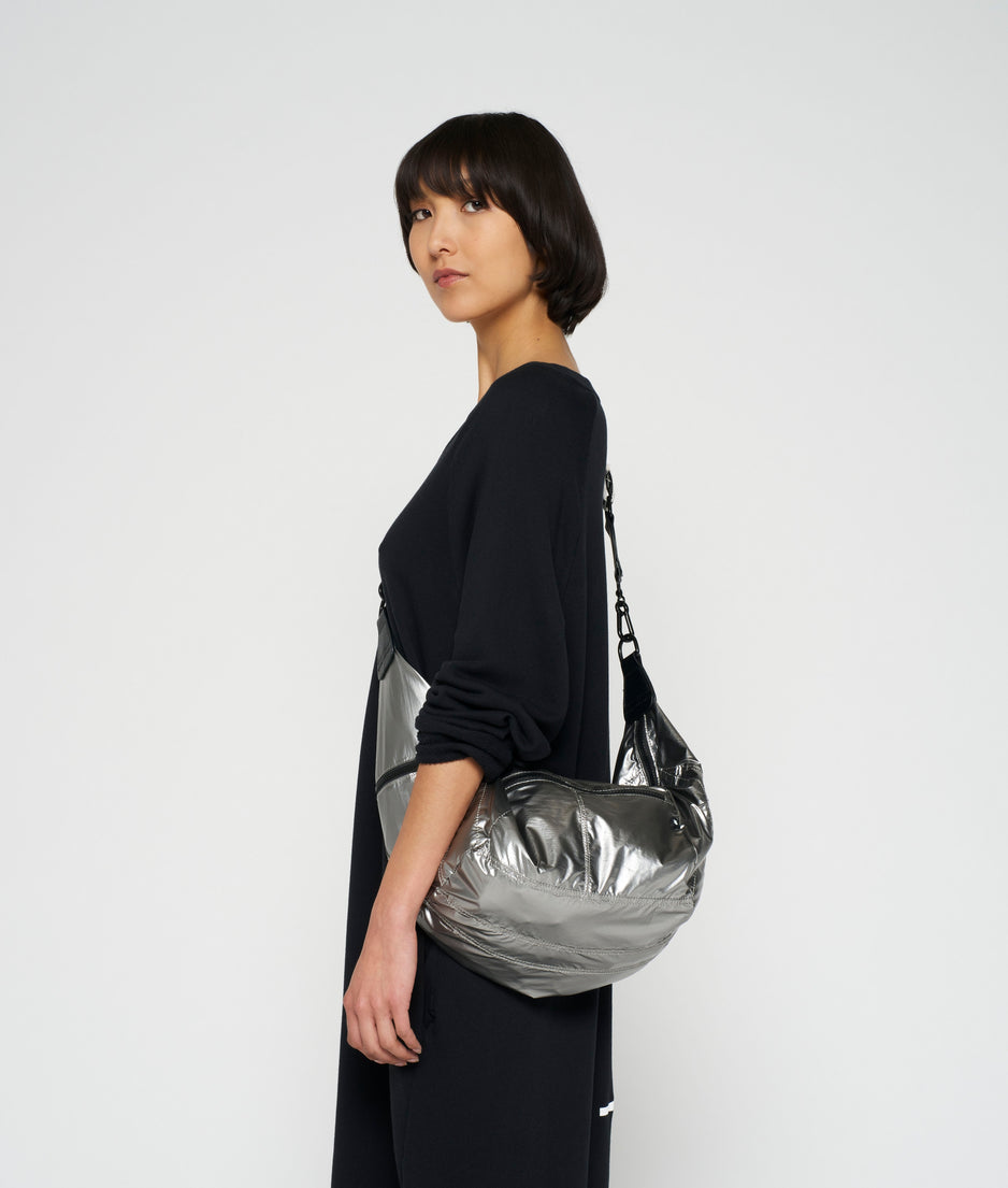 metallic banana bag | silver