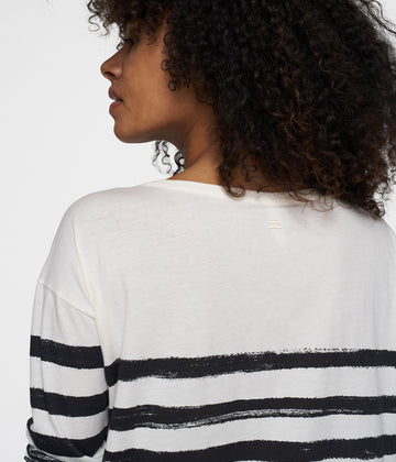 long sleeve tee painted stripes | ecru