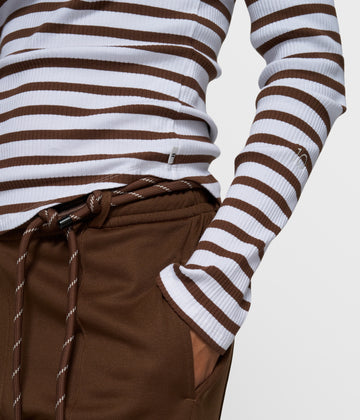 v-neck ballet top stripes | white/dark truffle