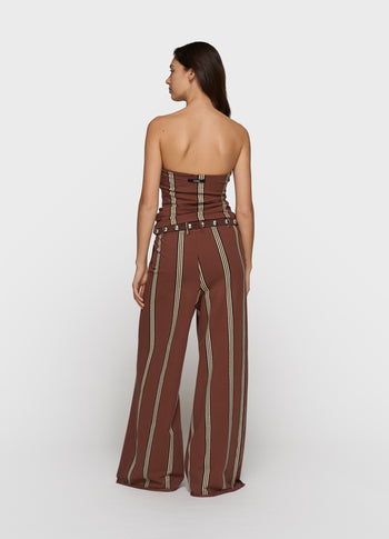 wide leg jogger stripes | deep brown
