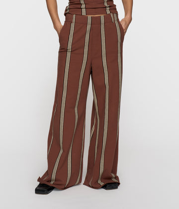 wide leg jogger stripes | deep brown