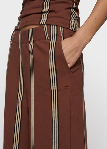 wide leg jogger stripes | deep brown