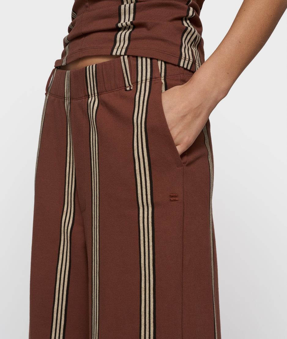 wide leg jogger stripes | deep brown