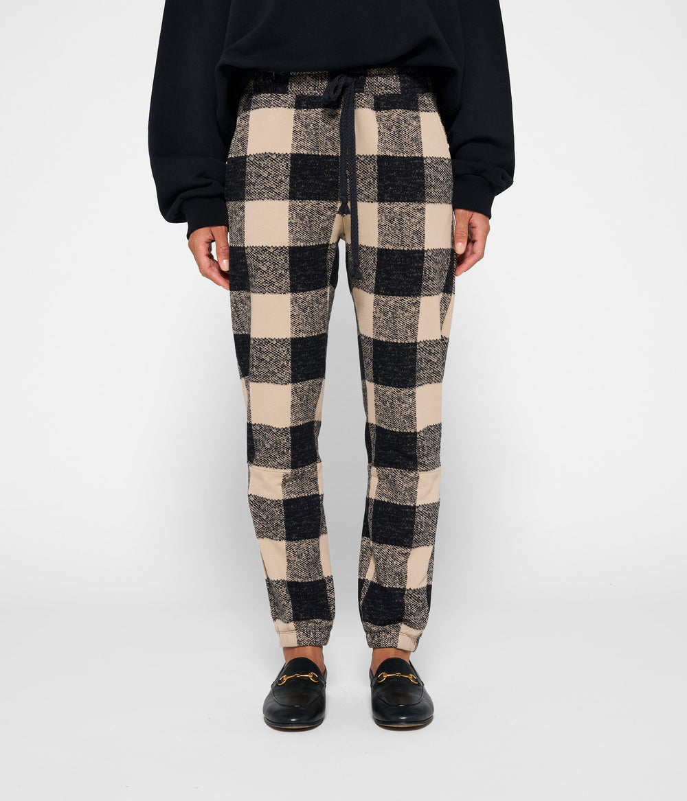 cropped jogger check | black