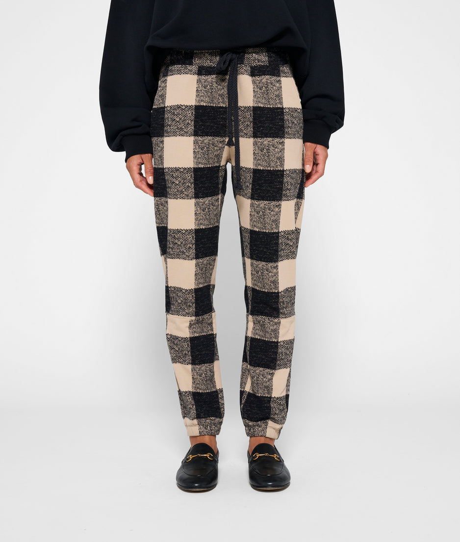 cropped jogger check | black