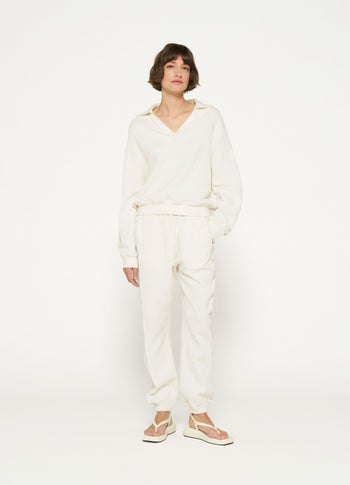 texture fleece jogger | ecru