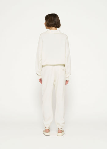 texture fleece jogger | ecru