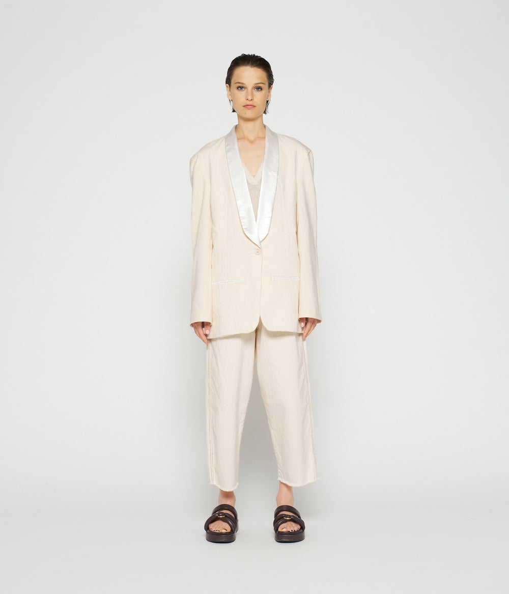 smoking blazer slub twill | ecru
