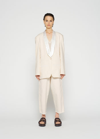 smoking blazer slub twill | ecru