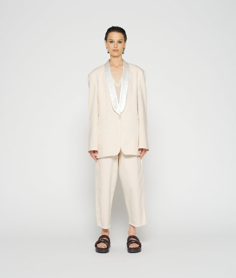 smoking blazer slub twill | ecru