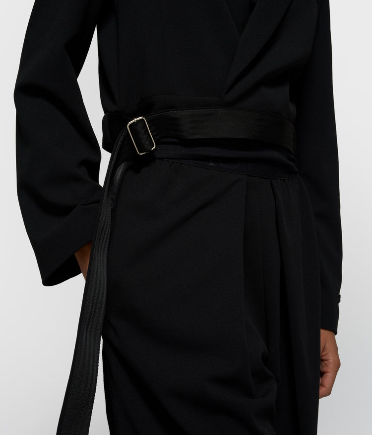 belted blazer crepe | black