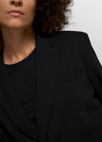 belted blazer crepe | black