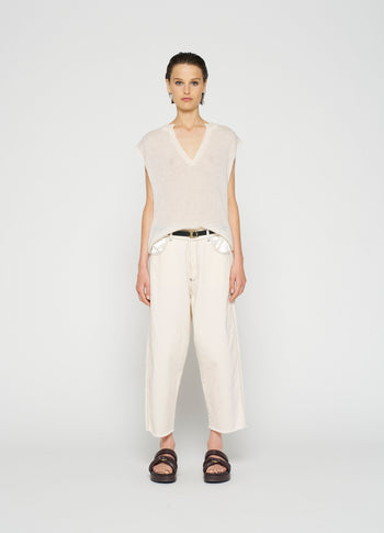 v-neck top knit | ecru