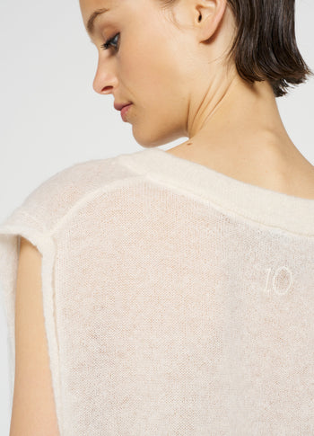 v-neck top knit | ecru