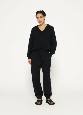 texture fleece jogger | black