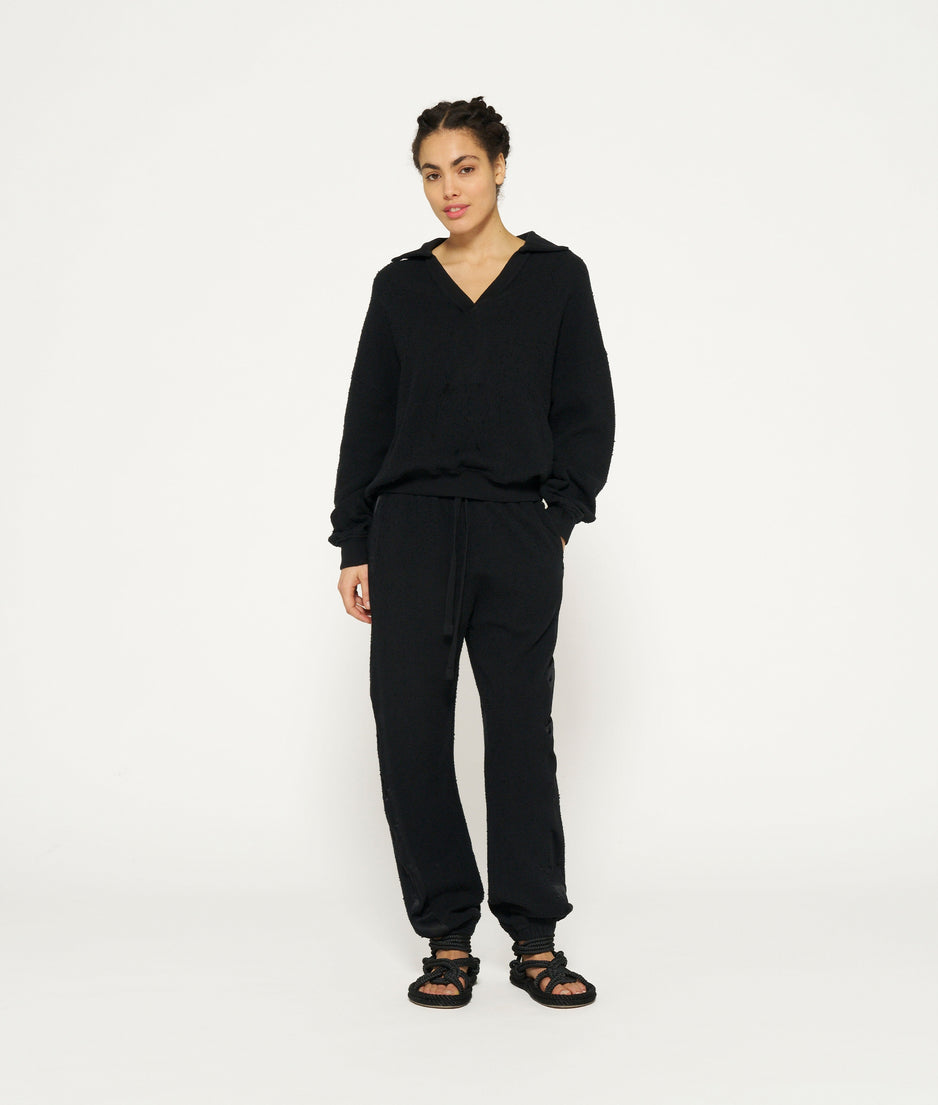 texture fleece jogger | black