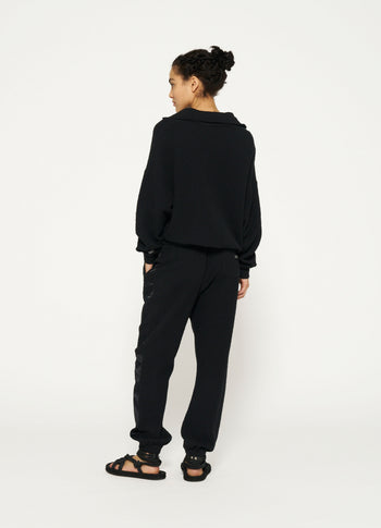 texture fleece jogger | black