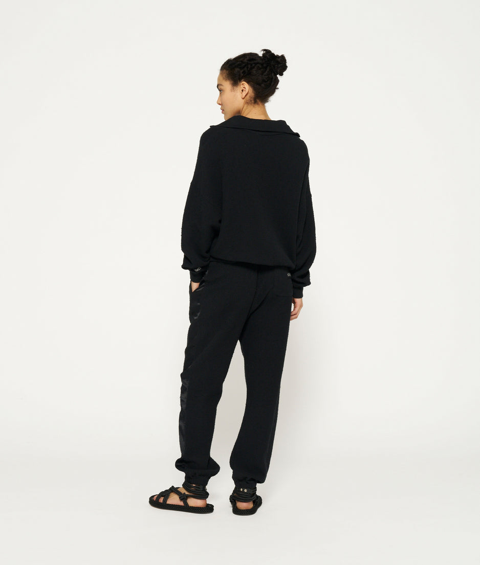 texture fleece jogger | black