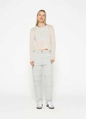 thin knit sweater | ecru